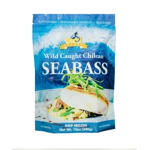 Bos'n Frozen Chilean Sea Bass Skinless Fillets, 12 oz. (Bag). Wild Caught. 17g Protein per 4 oz. (113g) Serving.