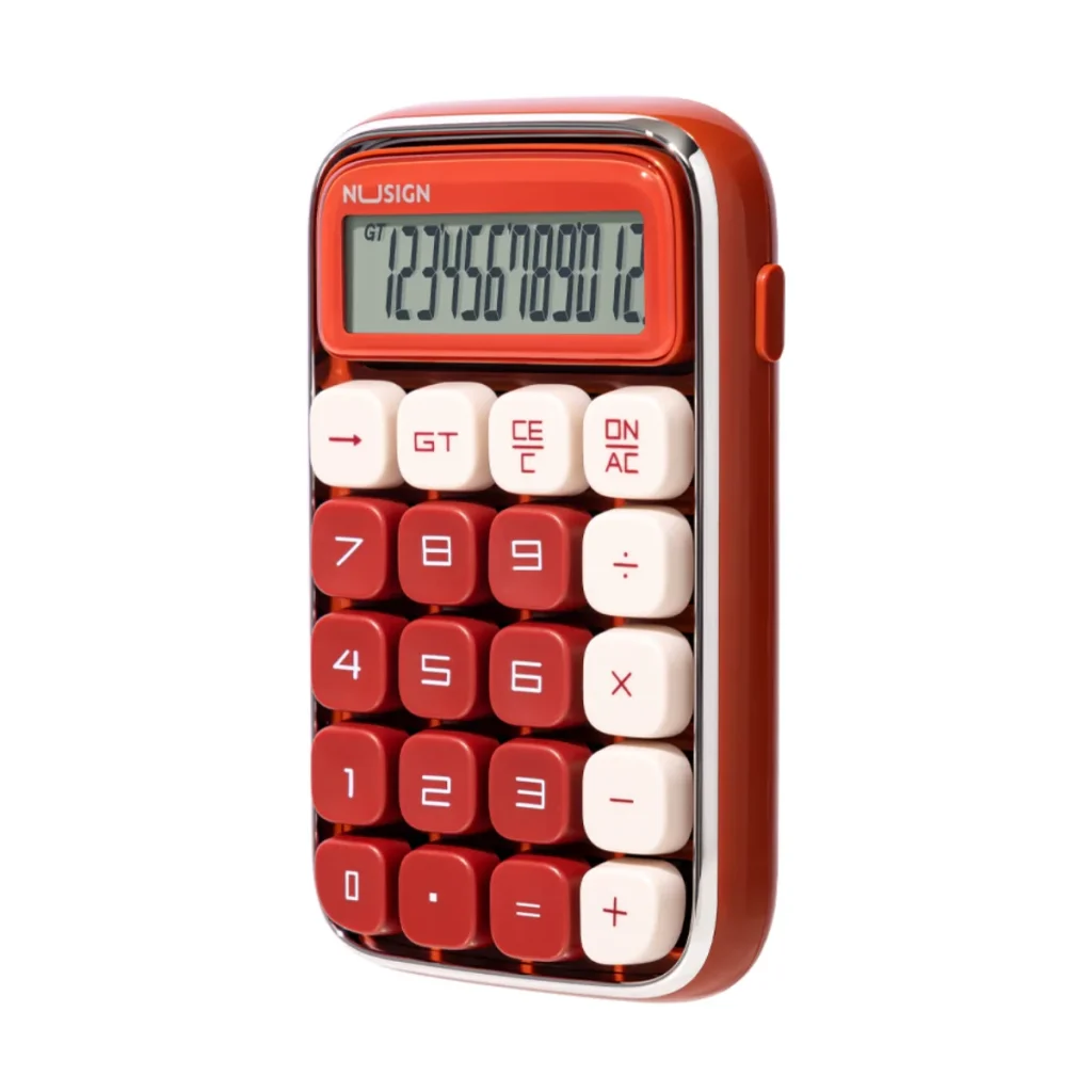 Nusign Keyboard Switch Calculator Adjustable Screen Angle Desk Decoration Button Cell Power Office Accounting Supplies [Red-Rust Brick]]