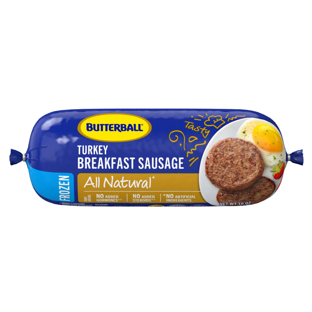Butterball All Natural Frozen Turkey Breakfast Sausage, 16 oz Roll